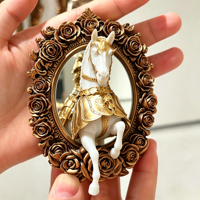 Kerajinan Resin yang Dapat Disesuaikan Sepenuhnya: Kuda Perang Ksatria dan Mawar, Magnet Kulkas Kreatif Renaisans Eropa