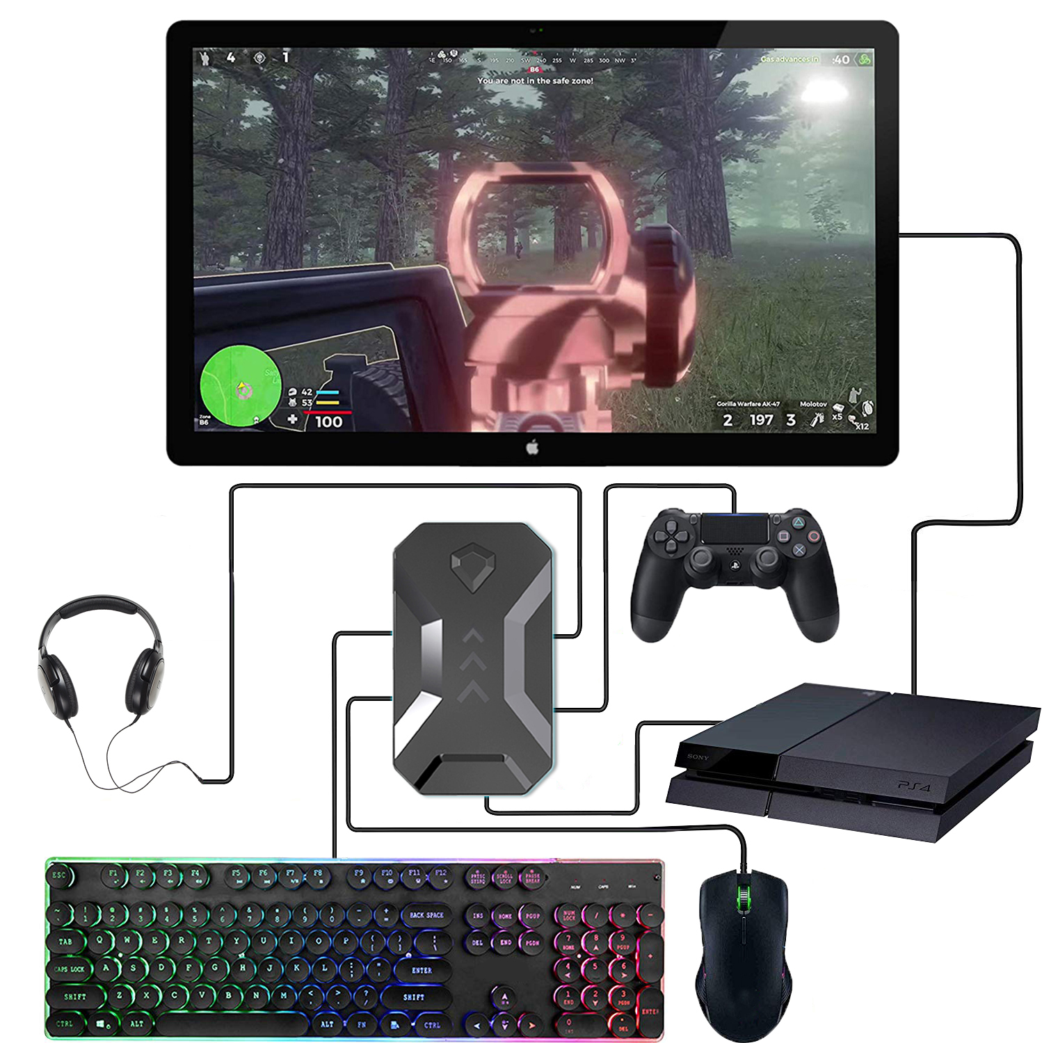 PS4用K1キーボードマウスアダプターXboxPS5スイッチゲームパッド