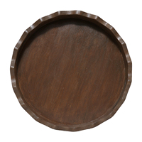 Plateau de service moderne en bois d'acacia massif, plateau rond pour apéritifs et charcuteries, organisateur de bar