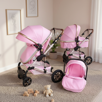 Poussette et siège auto 2-en-1 Greensky GS-739 certifiée EN1888, cadre en alliage d'aluminium, tissu en coton, pliable, pour bébé