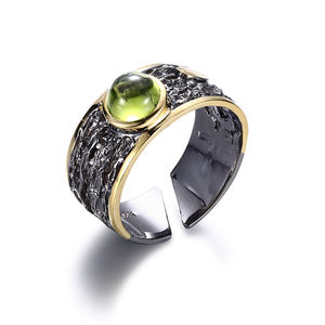 مطلية بالذهب العتيقة مجوهرات الجمشت خاتم مع مطلية بالذهب الأسود - Product Image 1