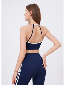 Wholesale Women Square Neck T-Strap Back Yoga <b>Crop</b> <b>Top</b> Padded Stretch Sports Bra Medium <b>Support</b> Pilates Gym Workout Active Wear - Product Image 3