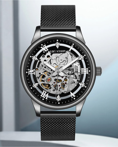 Carl Vinson Men's <b>Automatic</b> Mechanical <b>Watch</b> | <b>Skeleton</b> Dial · Luminous Hands · Water Resistant · Steel Mesh Strap - Product Image 3