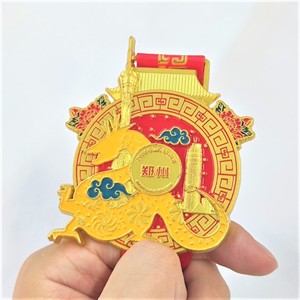 个性化热销优质镀金3D曲线狮形设计锌合金铁质运动奖牌带定制丝带 - Product Image 3