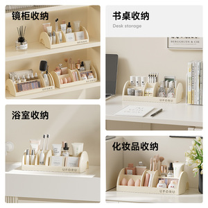 Organisateur de cosmétiques Uforu en plastique blanc crème, boîte de rangement 4 en 1 pour maquillage, produits de soin de la peau, pour coiffeuse et bureau - Product Image 2