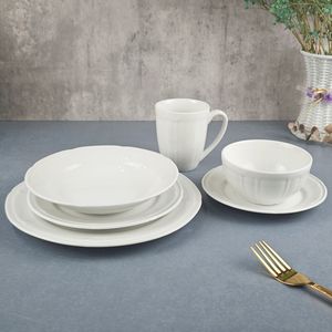 Juego <span class=keywords><strong>de</strong></span> <span class=keywords><strong>Vajilla</strong></span> <span class=keywords><strong>de</strong></span> Porcelana Blanca al por Mayor, Platos y Tazones, Bordes Repujados, Libre <span class=keywords><strong>de</strong></span> BPA, <span class=keywords><strong>Precio</strong></span> Accesible, Apto para Restaurantes - Product Image 2