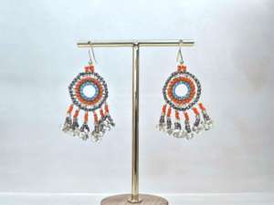 Boucles d'oreilles pendantes circulaires ajourées à pampilles, design tendance et avant-gardiste, perles de riz Miyuki colorées tissées à la main, style personnalisé - Product Image 2