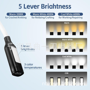Lampe de cou flexible et réglable à LED, rechargeable par USB, lumière de course nocturne, protection des yeux, lampe de lecture - Product Image 3