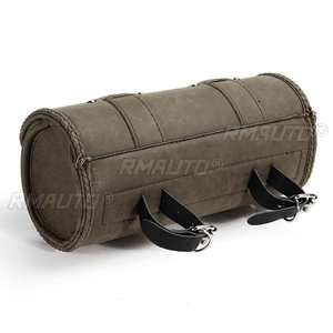 Sacoche de fourche de moto en cuir PU imperméable, forme baril vintage, pour guidon ou selle - Product Image 3