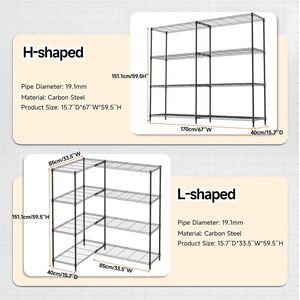 MZG Organizador de Almacenamiento Duradero para Cocina y Despensa, Sistema de Estanterías de Alambre de 4 Niveles en Negro Mate, DIY - Product Image 3