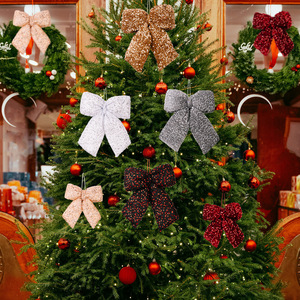 Noeuds <span class=keywords><strong>de</strong></span> Noël <span class=keywords><strong>en</strong></span> paillettes scintillantes <span class=keywords><strong>en</strong></span> gros, décorations gonflées 3D suspendues pour l'arbre <span class=keywords><strong>de</strong></span> Noël, la couronne - Product Image 2