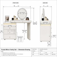 Coiffeuse de chambre en MDF au design français avec miroir LED intégré, tiroirs extensibles et réglables, et structure durable
