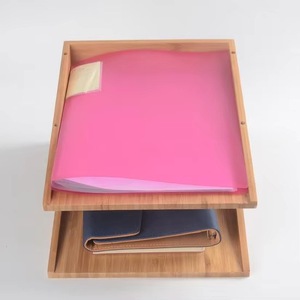 Ruichang Bamboo <b>Document</b> Tray M Size Stackable Office Desk File <b>Storage</b> <b>Box</b> Natural Color Two Tier Organization - Product Image 2