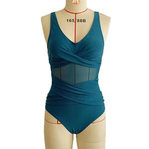Costume da bagno intero da donna in rete con logo personalizzato, controllo pancia, scollo a V, sexy, push-up, modellante, all'ingrosso - Product Image 5