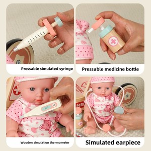 Ensemble de jeu interactif en <span class=keywords><strong>bois</strong></span> pour enfants : Maisonnette, <span class=keywords><strong>chariot</strong></span> d'imitation d'équipement médical, jeu de <span class=keywords><strong>docteur</strong></span> et infirmière pour bébés, pour 4-6 ans - Product Image 3