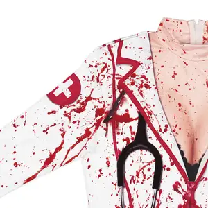 Desfile de carnaval, ropa de mujer con estampado 3D de Zombie, Vestido de manga larga de enfermera sangrienta, disfraz de Halloween