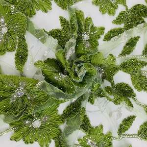 Tissu de dentelle perlée Tissu de dentelle de mariage Tissu de perle Tissu tissé Tissu de textiles Tissus de robe de mariée en dentelle française - Product Image 4