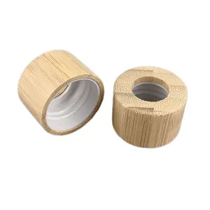 Tapón cuentagotas de plástico de bambú para embalaje de aceite esencial, tapón de gotero de madera de bambú de 18mm, 20mm, 24mm y 28mm, cierre de bambú 28/410
