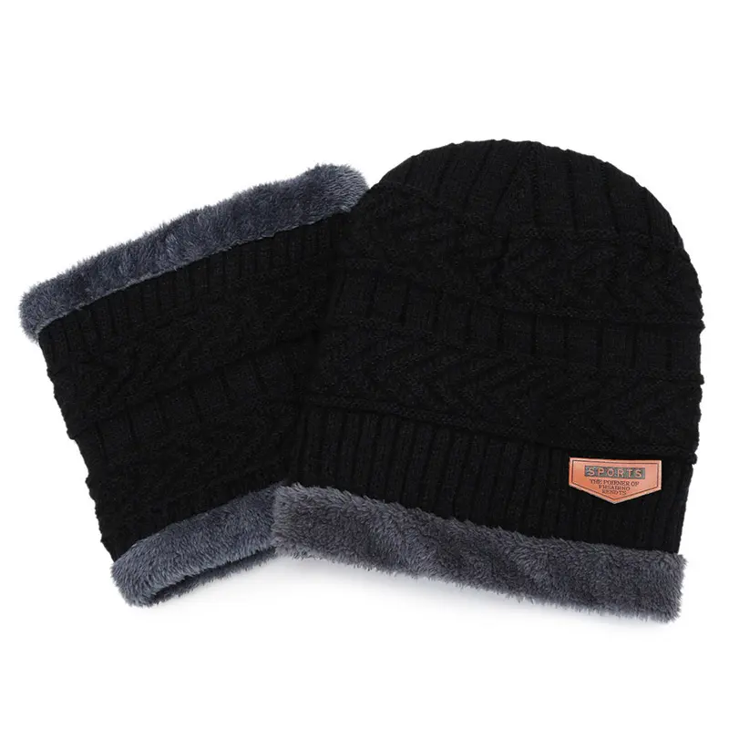 Bonnets d'hiver pour hommes et femmes, ensemble bonnet et écharpe d'hiver en laine pelucheuse et chaude