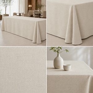 Rectangular Faux Linen Table Cover Matte Woven Texture Reusable For Restaurant Event Rental Wholesale - Product Image 1