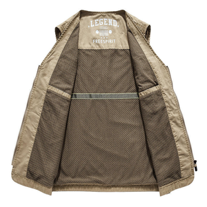 R & U Multi-Bolsillo Hombres <span class=keywords><strong>Trabajo</strong></span> Cargo Gran tamaño Fotógrafo Malla negra Práctico a prueba <span class=keywords><strong>de</strong></span> viento Pesca al aire libre Chaleco <span class=keywords><strong>de</strong></span> algodón - Product Image 3