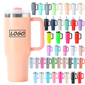 Gobelet isotherme en acier inoxydable à double paroi de 40 oz avec poignée et couvercle, 6 à 12 heures, sans BPA, anti-fuite, mug de voyage pour café, paille LED - Product Image 1