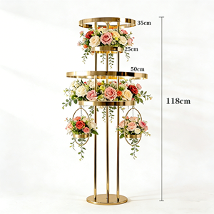 LANJO 4 layer flower arrangement centerpieces <b>Tall</b> Gold Metal Centerpiece Stands Gold Multi-Ring Wedding Centerpiece Stand - Product Image 3