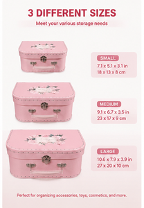 Custom Pink Nesting Suitcase Gift <b>Box</b> with Handle <b>Vintage</b> Style Rigid Cardboard Storage <b>Box</b> for Wedding and Party Favor - Product Image 2
