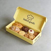 Boîte d'emballage alimentaire en carton ondulé pour biscuits, impression numérique, réutilisable, pour donuts, brownies, boîte en papier tendance, faible MOQ, boîte à snacks en papier