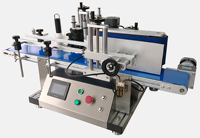 Machine d'étiquetage automatique électrique compacte pour bouteilles PET de 10 ml et 30 ml avec convoyeur, PLC et entraînement par moteur