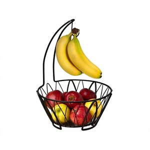 Cesta de almacenamiento de frutas de Color negro de hierro, cuenco con soporte de plátano para vajilla de restaurante, cesta de frutas a precios baratos - Product Image 1