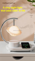 WANRAYW Lampe à LED de protection des yeux de conception unique Saturn Lampe de table à chargeur sans fil plus rapide 10W avec BT