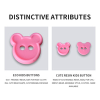 Venta caliente de fábrica Ecológico Tamaño personalizado Colores Dibujos animados Lindo 2 agujeros Botones con forma de oso Botón de resina Botones de resina para niños