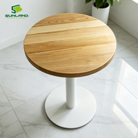 Table à manger ronde moderne en placage de frêne avec base en métal, pour café, bistrot, restaurant, hôtel, meubles d'intérieur