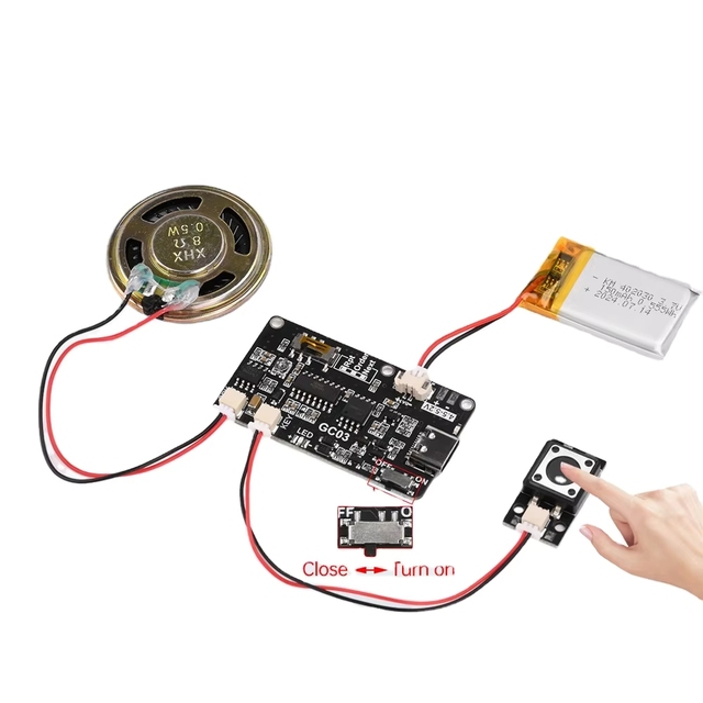 BSSY)Recordable Sound Module 8M MP3 Button Control Music Voice Player Programmable Board With Speaker For DIY Greeting Card