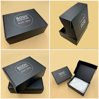 Boîtes de courrier noires pliables avec logo personnalisé Boîtes d'expédition recyclables en papier ondulé enduit pour vêtements Cadeaux emballage en fourrure
