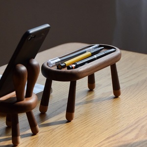 Bunny Chair Phone Holder Solid Wood Desktop <b>Stand</b> Small Oval Table <b>Tablet</b> PC <b>Stands</b> Cartoon Style - Product Image 2