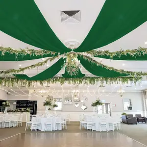 天花板窗帘翡翠透明窗帘卧室天篷婚礼拱形悬垂织物绿色背景接待派对