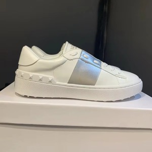 Sneakers rétro à lacets pour hommes et femmes, dessus en cuir véritable, semelle en caoutchouc, motif géométrique, logo brodé - Product Image 3