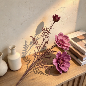 4 têtes de fleurs artificielles en soie <span class=keywords><strong>Cosmos</strong></span> faites à la main, réalistes, douces au toucher, naturelles, tiges florales d'automne pour la décoration de mariage et de la maison - Product Image 3