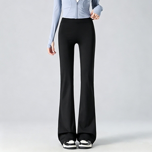 Pantalones de yoga acampanados de cintura alta para mujer, leggings con control de abdomen y tacto suave, con bolsillo trasero para entrenamiento y uso casual. - Product Image 5