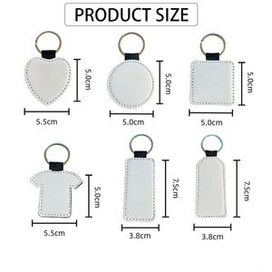 Porte-clés personnalisé en cuir PU blanc vierge pour sublimation, idéal pour les cadeaux promotionnels de festival, vente en gros, ornement suspendu décoratif - Product Image 2