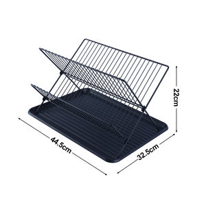 Scolapiatti da cucina in metallo <span class=keywords><strong>con</strong></span> vassoio raccogligocce rimovibile, organizer per stoviglie, scolapiatti da appoggio - Product Image 3