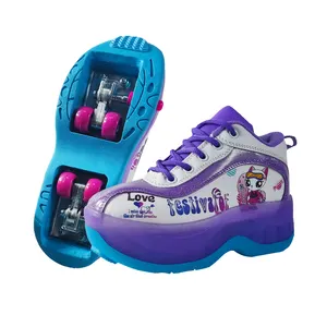 Girls Purple Flashing Inline Roller Rink Skate Shoes To Buy Sneaker With 4 Wheels