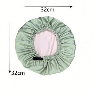 Adult Side Silk Shower Waterproof <b>Bonnet</b> <b>for</b> Sleep Protection Adjustable Double Layer Satin Curly Natural <b>Hair</b> - Product Image 2