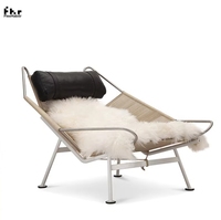 Designer danois Wabisabi Style chaise inclinable créatif minimaliste tissé à la main en bois chaise de loisirs drapeau médiéval corde pour chambre