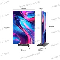 Écran publicitaire LED vertical mobile pliable à 3 panneaux avec roues, autoportant, commercial, pour la promotion en magasin hors ligne