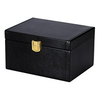 Caja de Bloqueo de Señal RFID Faraday de Cuero PU Negro y Madera, Protección para Llaves de Coche, Escudo Antirrobo, Modelo HY-241009, Hecho en China