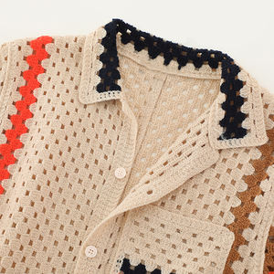 T-shirt Polo <span class=keywords><strong>en</strong></span> <span class=keywords><strong>Maille</strong></span> Tricotée Personnalisé avec Logo, Manches Courtes <span class=keywords><strong>en</strong></span> <span class=keywords><strong>Maille</strong></span> Creuse, Chemise <span class=keywords><strong>en</strong></span> Crochet pour Garçon - Product Image 3