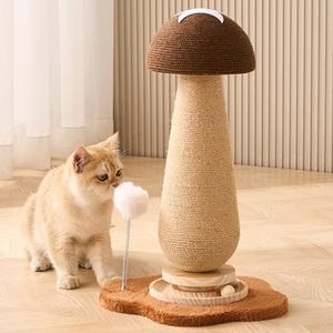 Árbol rascador para gatos, torre rascadora de 21.5 pulgadas de alto con juguete giratorio de madera maciza duradera - Product Image 1